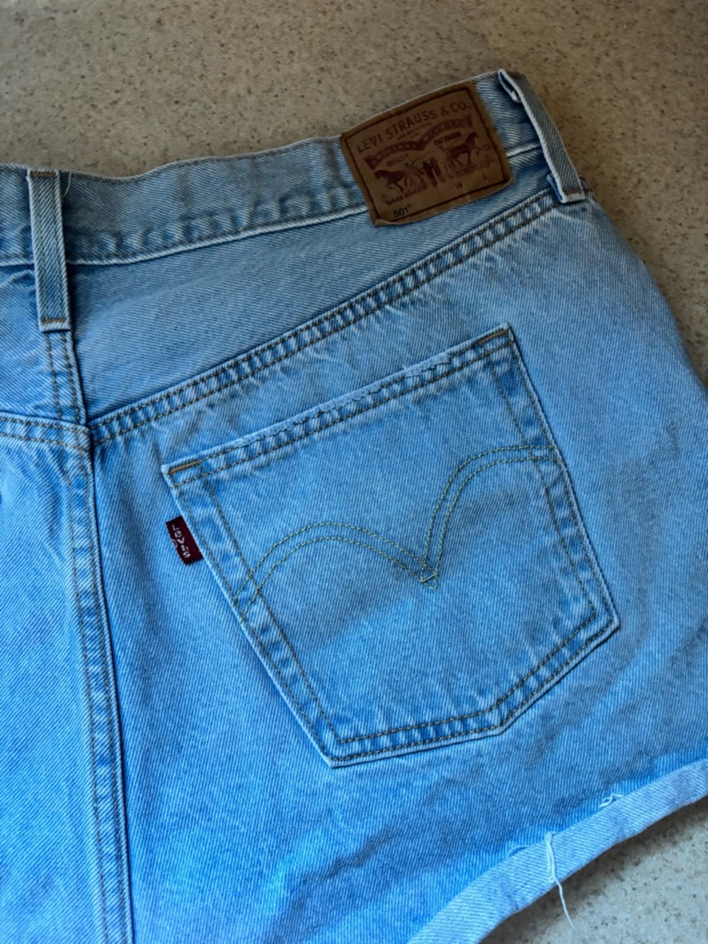 Levi's 501 Light Blue High Waisted Denim Shorts